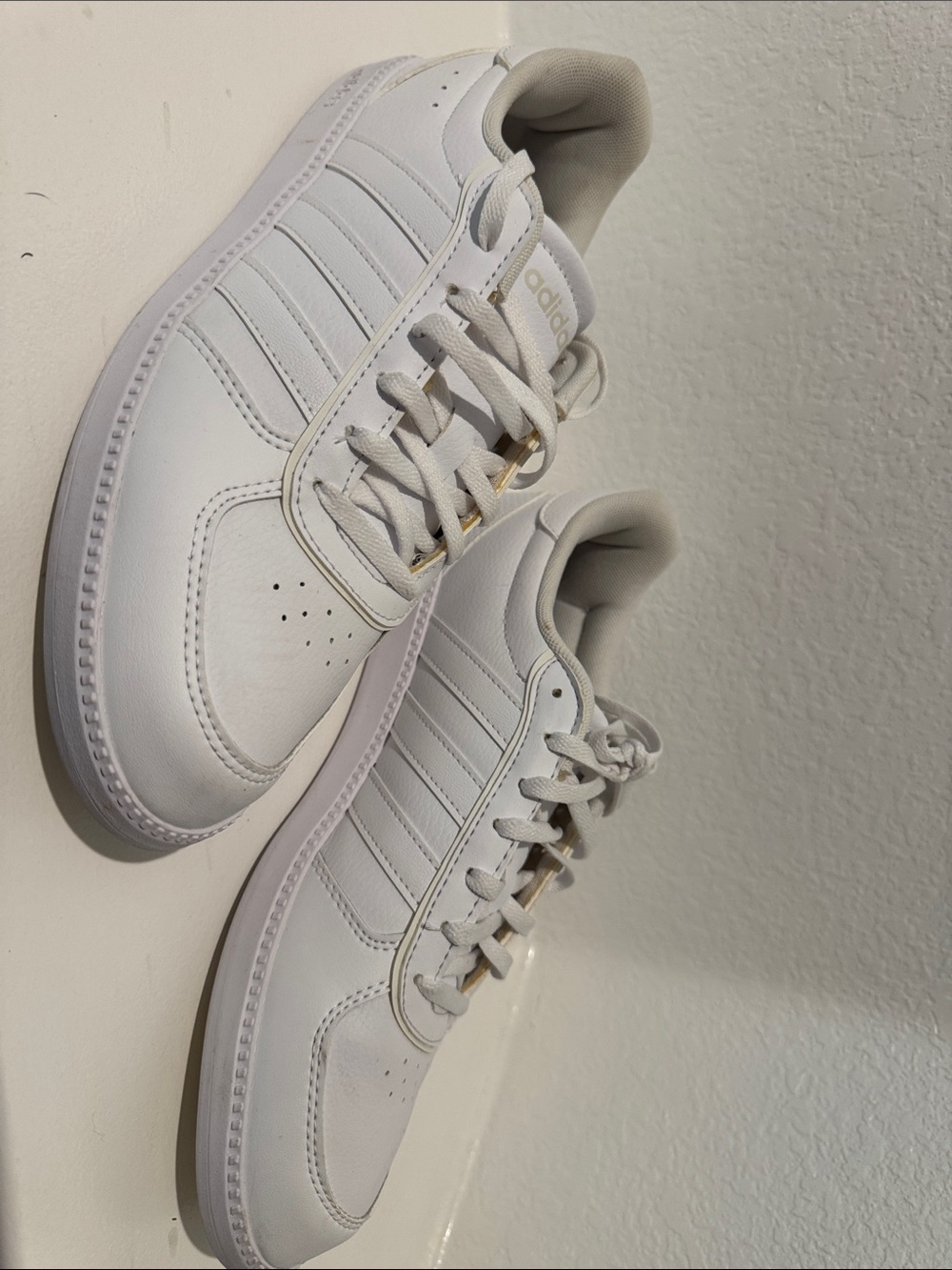 adidas White Low-Top Men's Sneakers with Subtle Gold Accents
